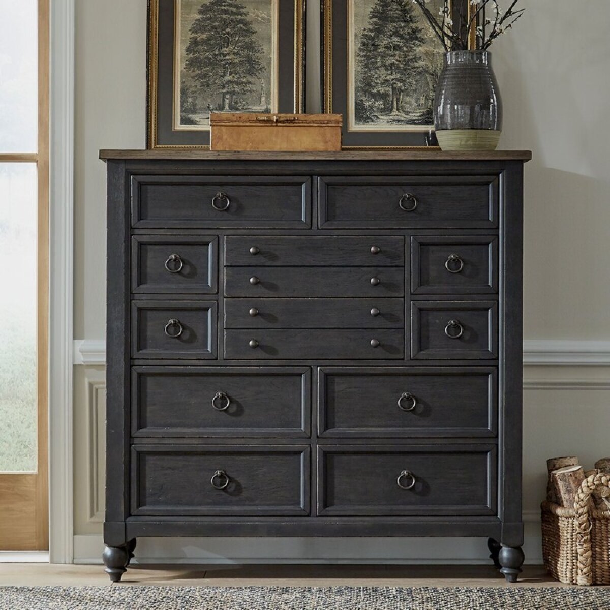 2890d30ae5248a3c0607dbcc80b0615b Americana Farmhouse 12 Drawer Chesser - Black - Image 1