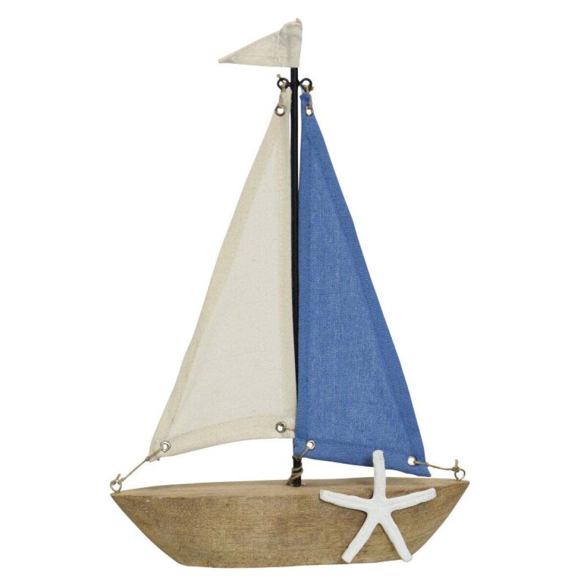 28fd97152bf65deb36f740a6feb230e1 Nautical Blue Sail Boat Canvas And Solid Mango Wood Table Top Accessory - Image 1