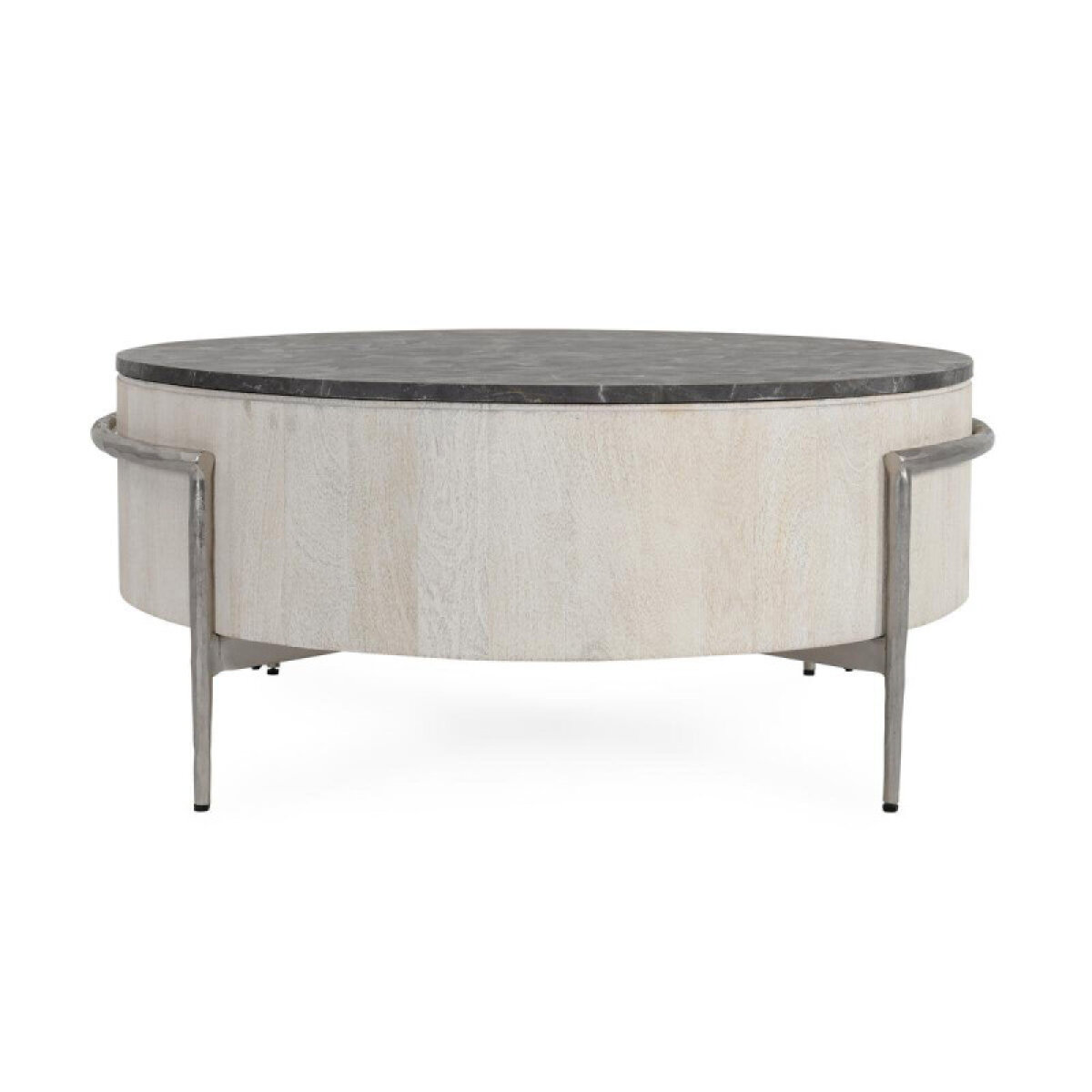 29a6d165d287b92937cd13010c66e93b Honor Solid Wood Round Coffee Table - White Wash/gray Stone - Image 1