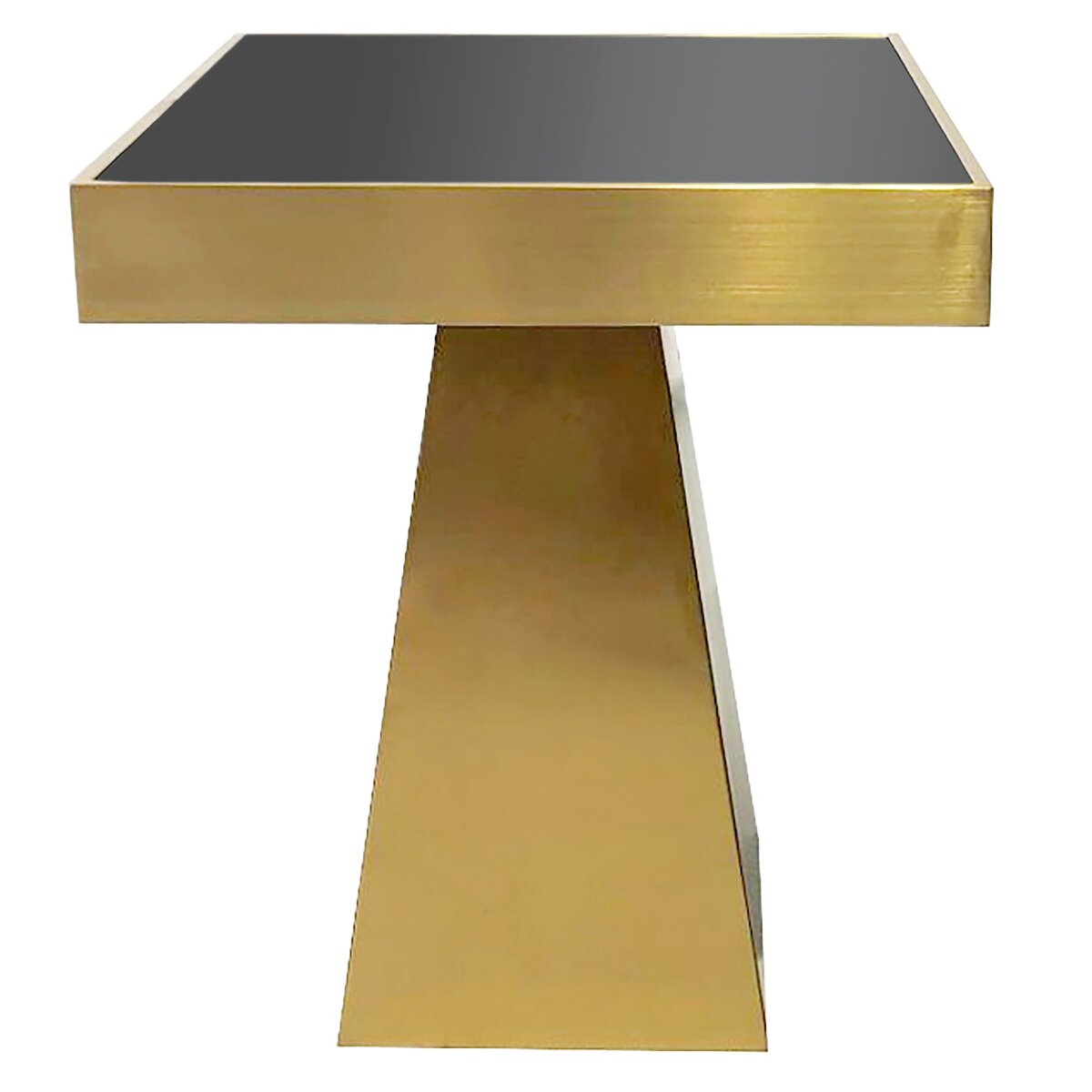 2a6eb0e3e55ea3d8b28199e2d5b52421 Bryant End Table | Brushed Gold Finish On Metal With Black Glass Top - Image 1