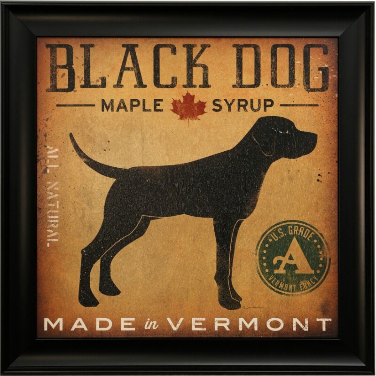 2c432d50316cb0a7ec22fdd7b9e0b6a6 Black Dog Maple Syrup Textured And Framed Dog Print - Image 1