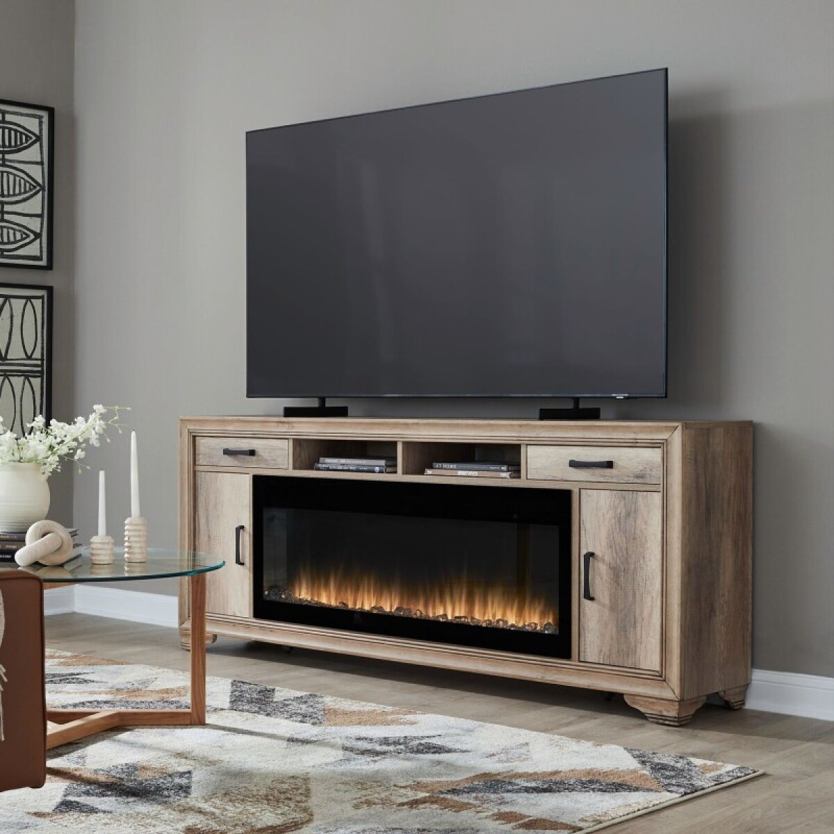 2c6a0fbef2e46be8d48e602046673815 Fireplace TV Consoles 439 78 Inch Console w/ Fire FT - Image 1
