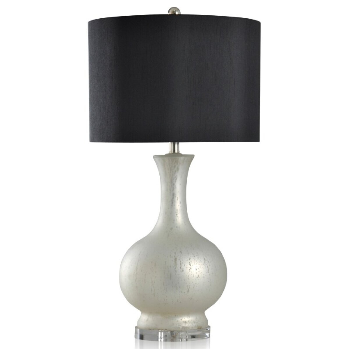 2ca66d2f4894349ef4f2f2283b3cd1be Aged Glass Soft Silver Glass Body Table Lamp With Clear Acrylic Base - Image 1