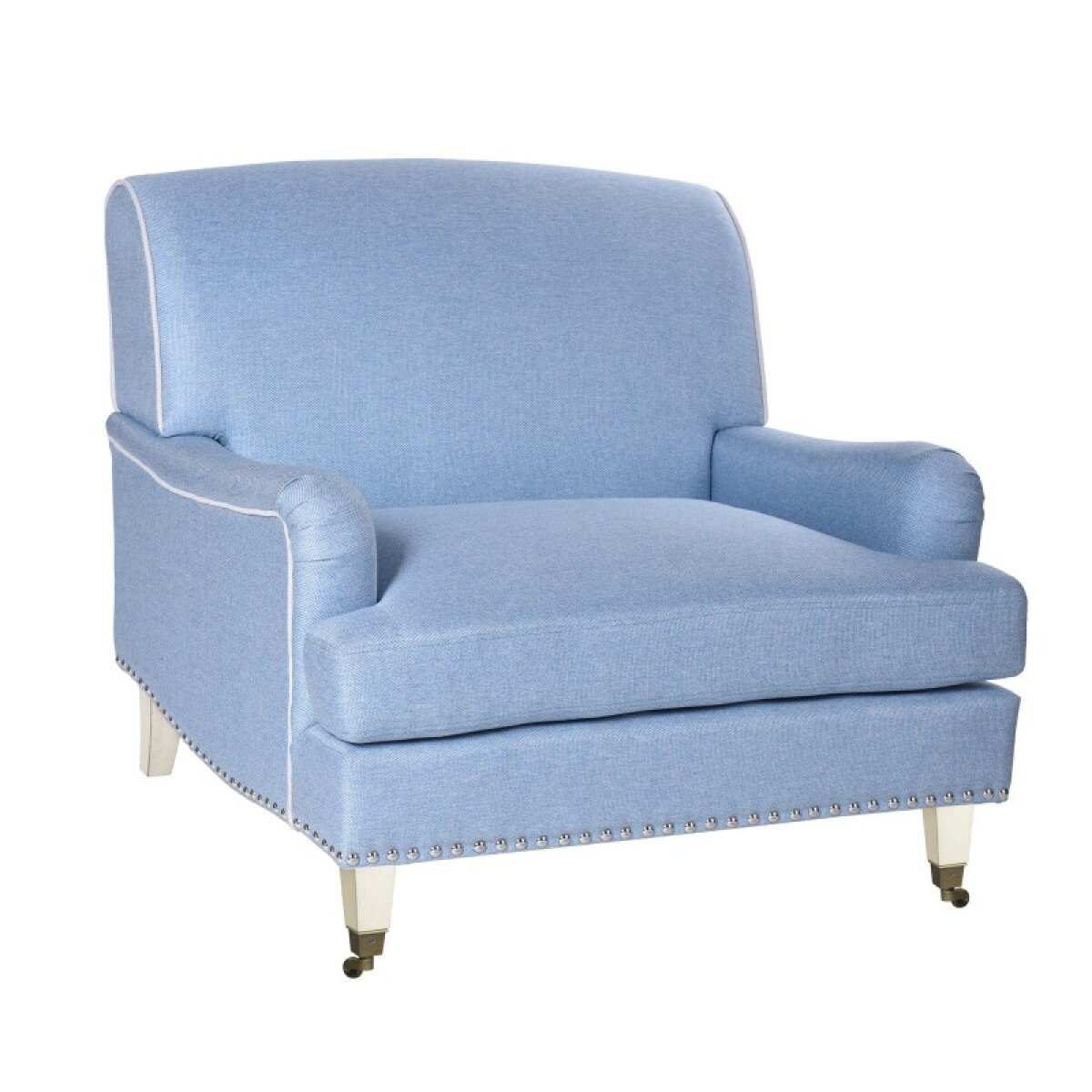 2dcf17ec2770724724c6f786a8b9e37a Dann Foley Lifestyle Baby Blue Upholstered Accent Chair On Casters - Image 1