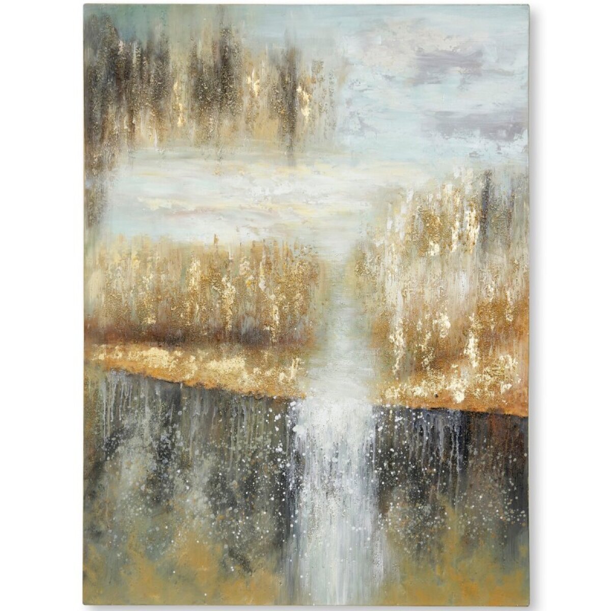 2dee0a457ac9235fc31e4c5f78e481a6 Golden Abstract Heavy Textured Hand Painted Canvas With Gold Foil - Image 1