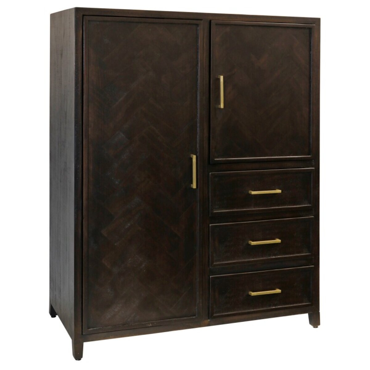 2dfc800058fc15b088ef36b33f788f24 Burnt Umber Solid Wood 2 Door 3 Drawer Wardrobe Cabinet - Image 1