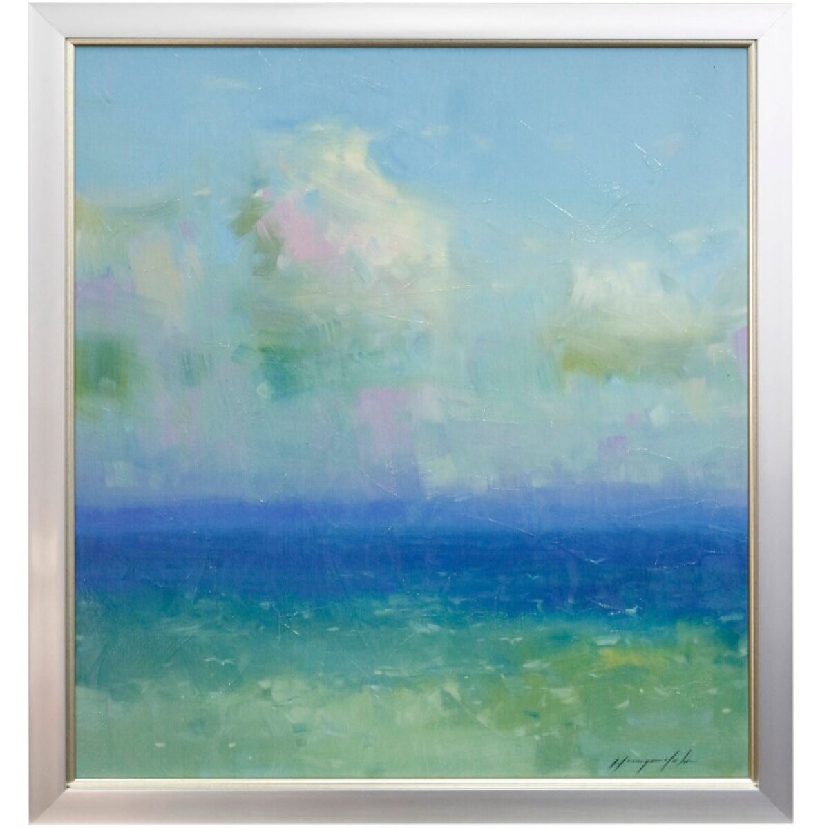 2e014634d7cc0ca19f08aef501187dc7 Shoreline Clouds Textured Framed Print - Image 1