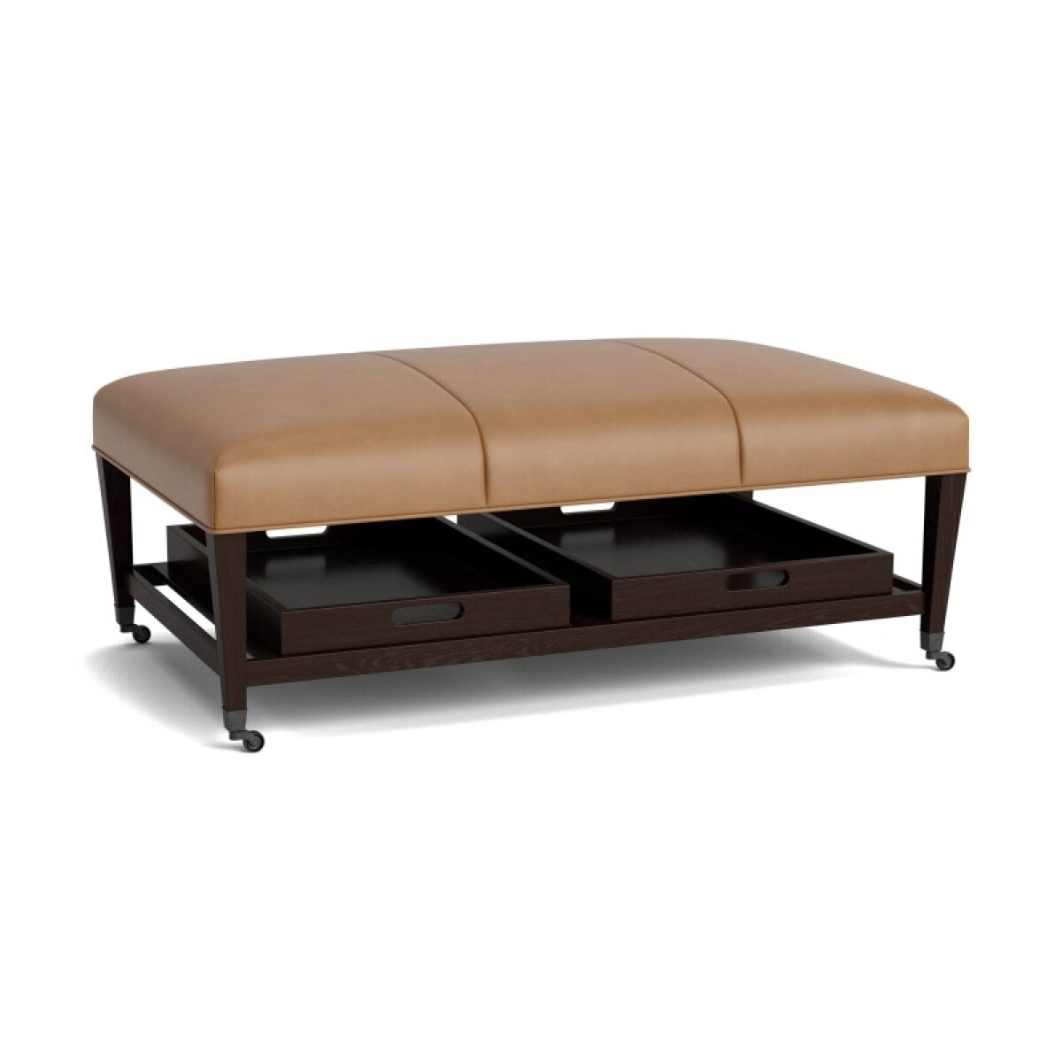 2e19310a28d81cd4c89018c23ee305da Kara Leather Ottoman with Trays and Casters - Image 1