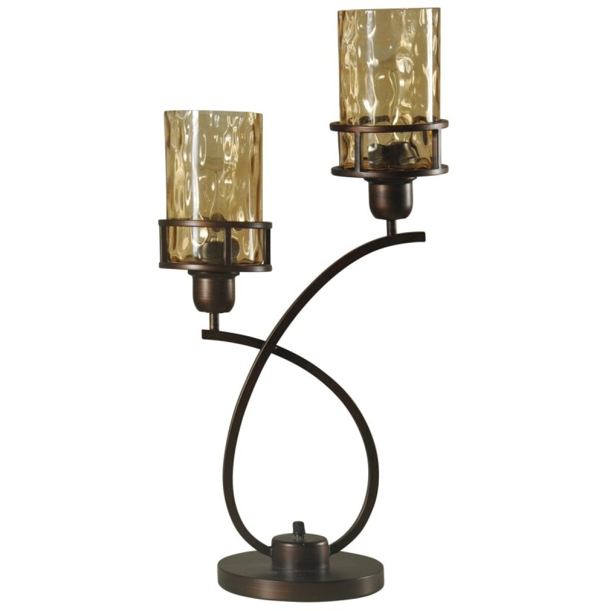 2e65d9775d12d0e06a91c54c6145faed Bronze Metal Glass Shade Uplight With Base Switch Edison Bulbs Included - Image 1