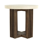 Aspen Solid Wood Round End Table - Antique White/distressed Brown - Image 3