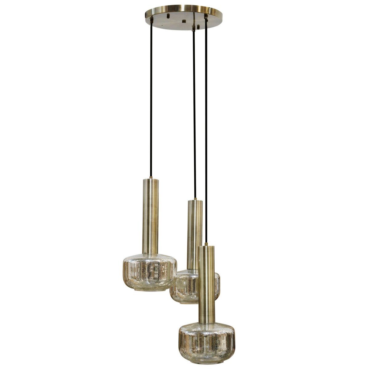 2f6348fe8bef152f036fd5d7f819c206 Channing Pendant- Triple | Brass Finish On Metal With Mercury Glass Globes - Image 1