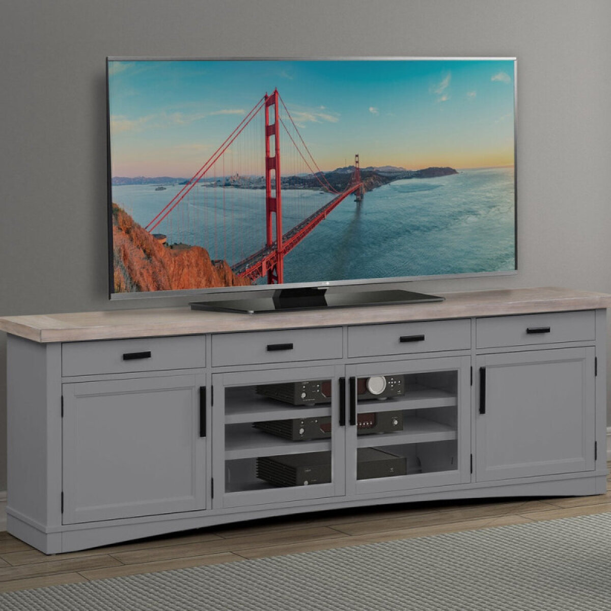 2fc1ac0ff3640660d5bab62e6c6f2d23 Americana Modern - Dove 92" Tv Console - Image 1