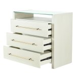 Dann Foley Lifestyle Ivory & Gold Glass Top Three Drawer Cabinet - Image 10