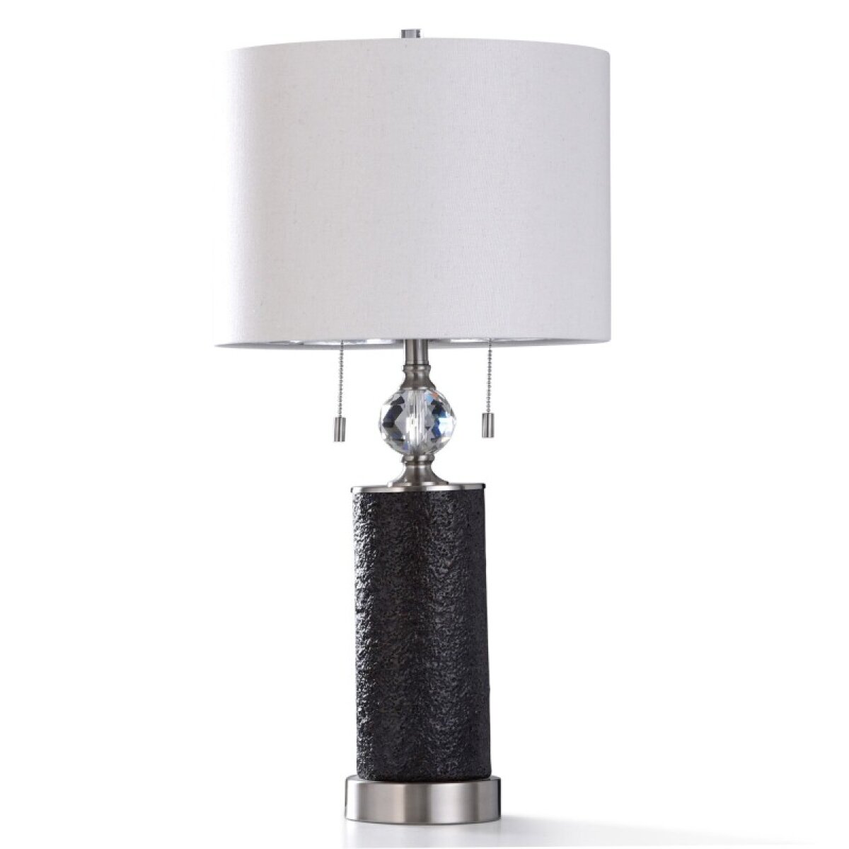 30d3018079e83e473cafc062df5bdc7e Aglona Table Lamp Twin Pull Chain Black Coal Textured Body Table Lamp With Diamond Cut - Image 1