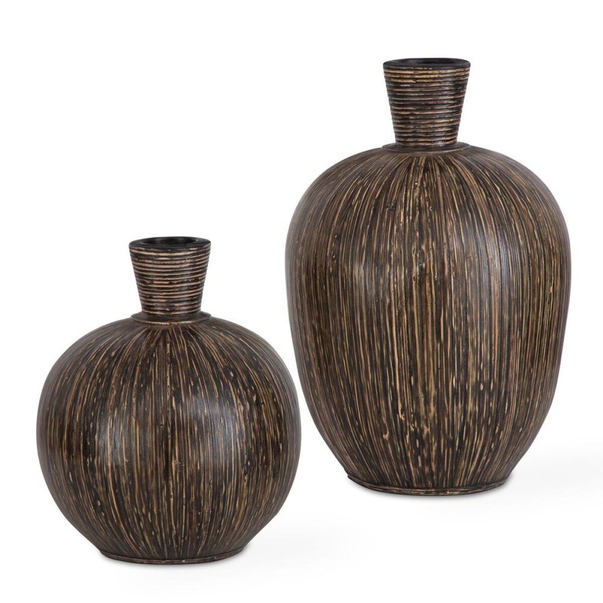 310bd508a74c1111a8661ce2ab742a33 Islander Vases, Black, S/2 - Image 1