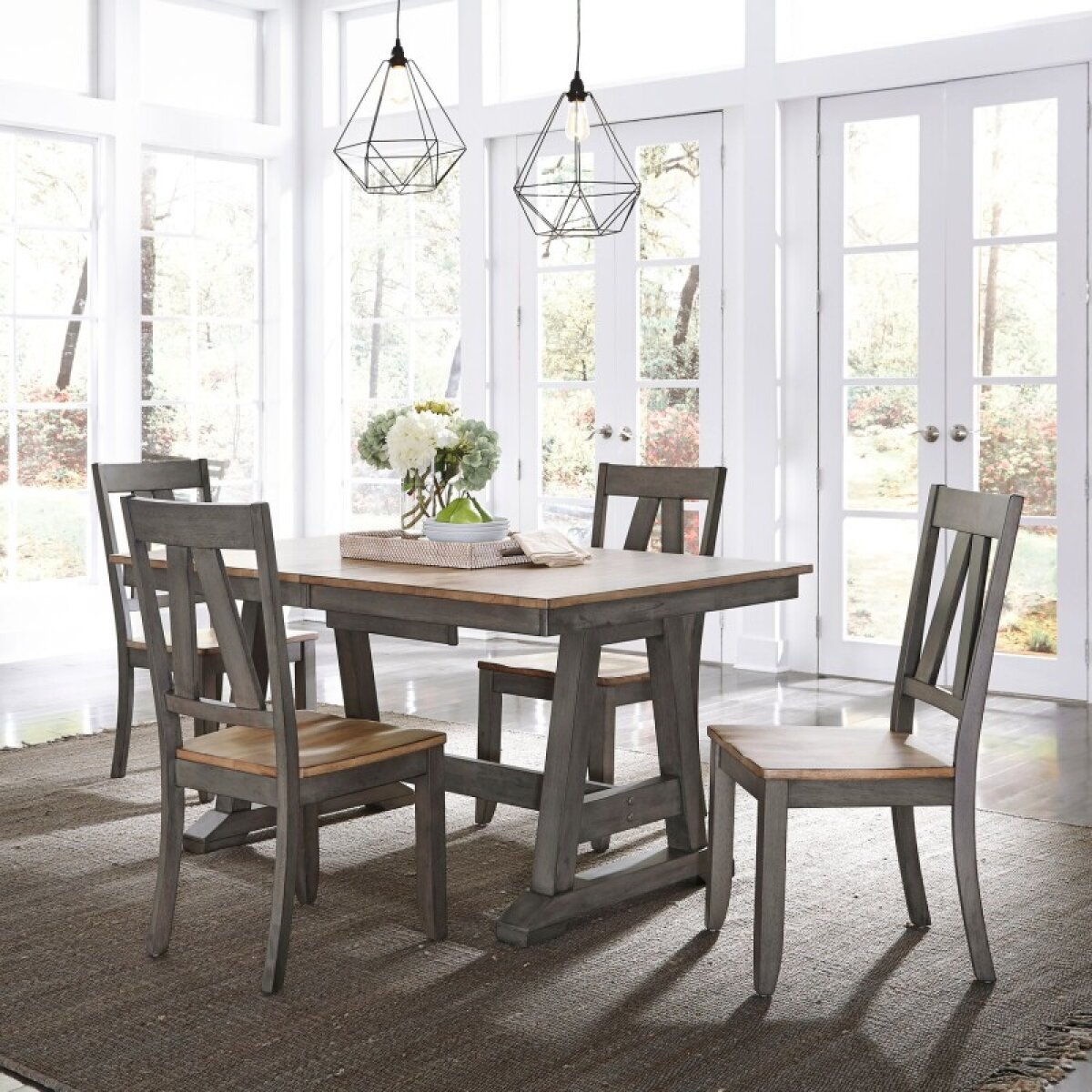 31bd872ec1e0b58e4f3b76f17152813c Lindsey Farm 5 Piece Trestle Table Set - Image 1