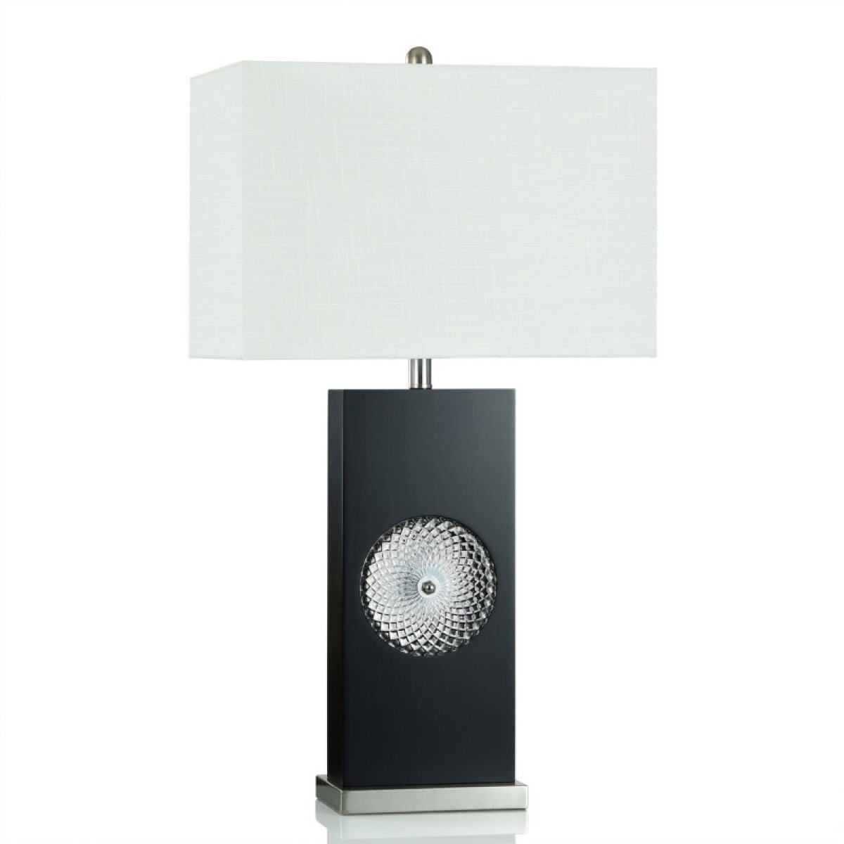 320a20a874c70c5a2a9a3b7eac641563 Kimono Black Glass Medallion And Steel Table Lamp With Led 100 Watts & Led - Image 1