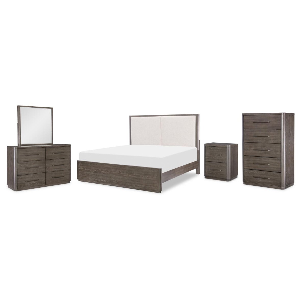 32bacf020a5a1c90257a59e46daae3cc Complete Uph Panel Bed, Queen 5/0, Mirror, Dresser, Nightstand - Image 1
