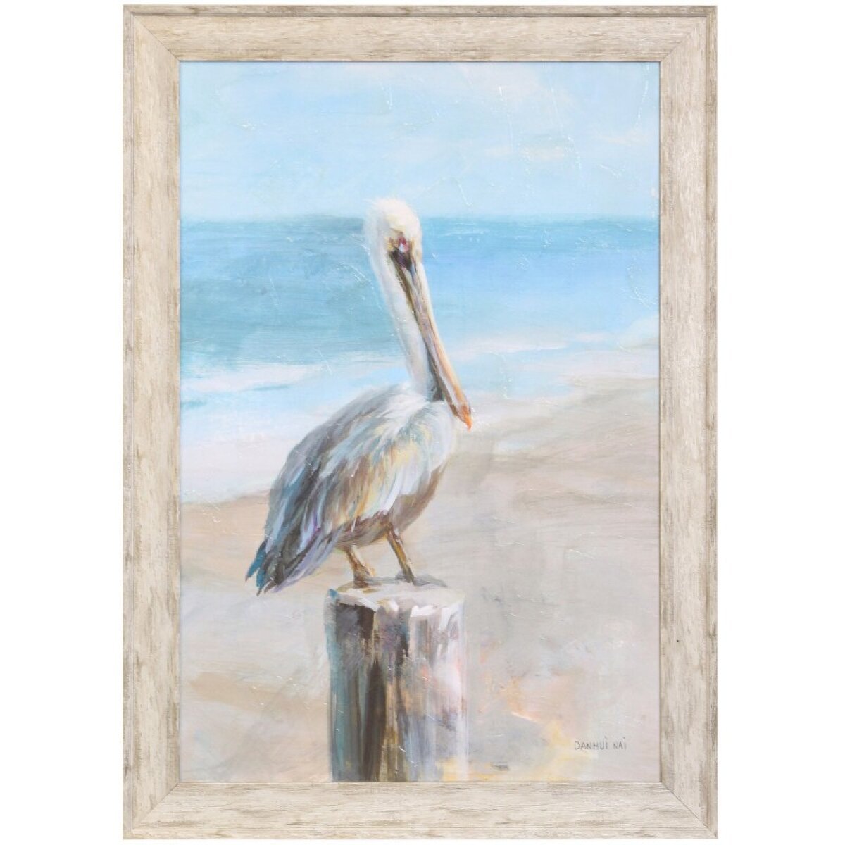 32c294cea63ce17c831f890188165fcf Pelican By The Sea Textured Framed Print - Image 1