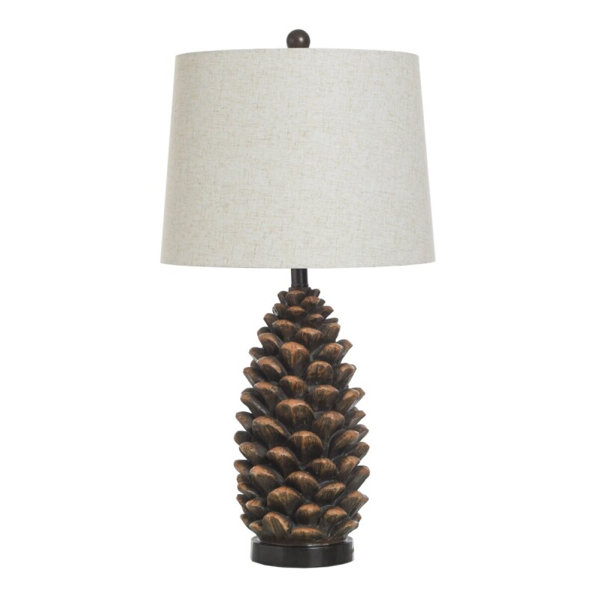 33794d7ac1a99ba930ab409d7a0f63d4 Roanoke Rustic Table Lamp With Two Tone Brown Finish On Acorn Shaped Body - Image 1