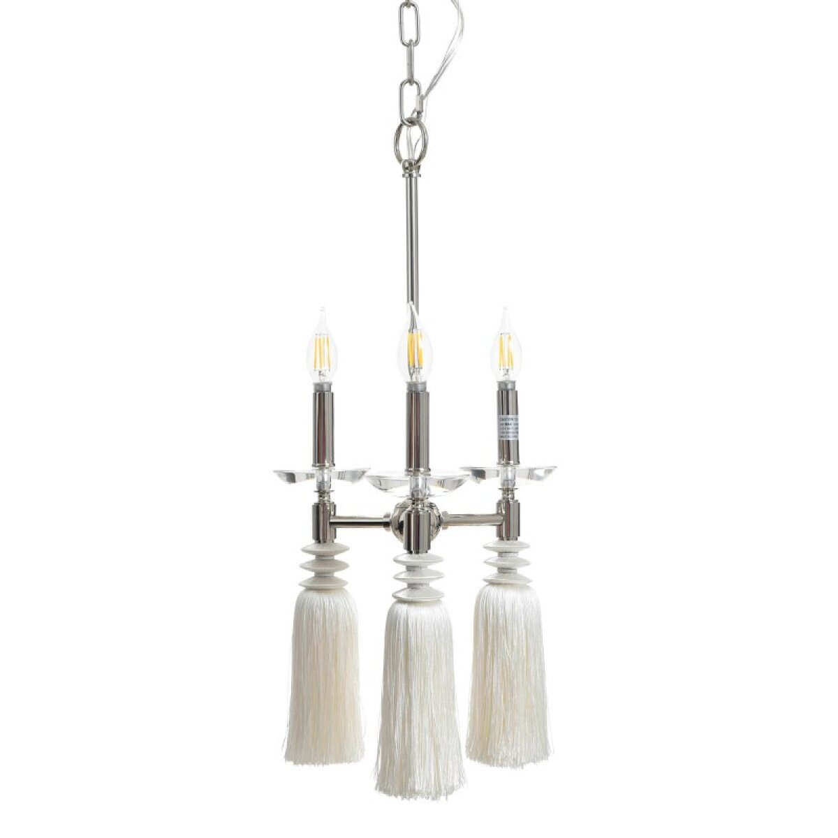 33906a5b0962669a90f40e99eb05467c Polished Nickel Steel & Crystal Glass Wall Mount Lamp With Fabric Tassel - Image 1