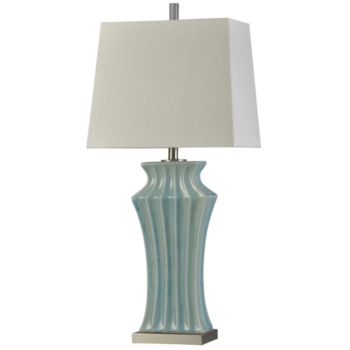 33eb6364e80537defc6d4bee6007e9f0 Kipling Blue Traditional Ceramic And Acrylic Table Lamp 100w 3-way Hardback Shade - Image 1
