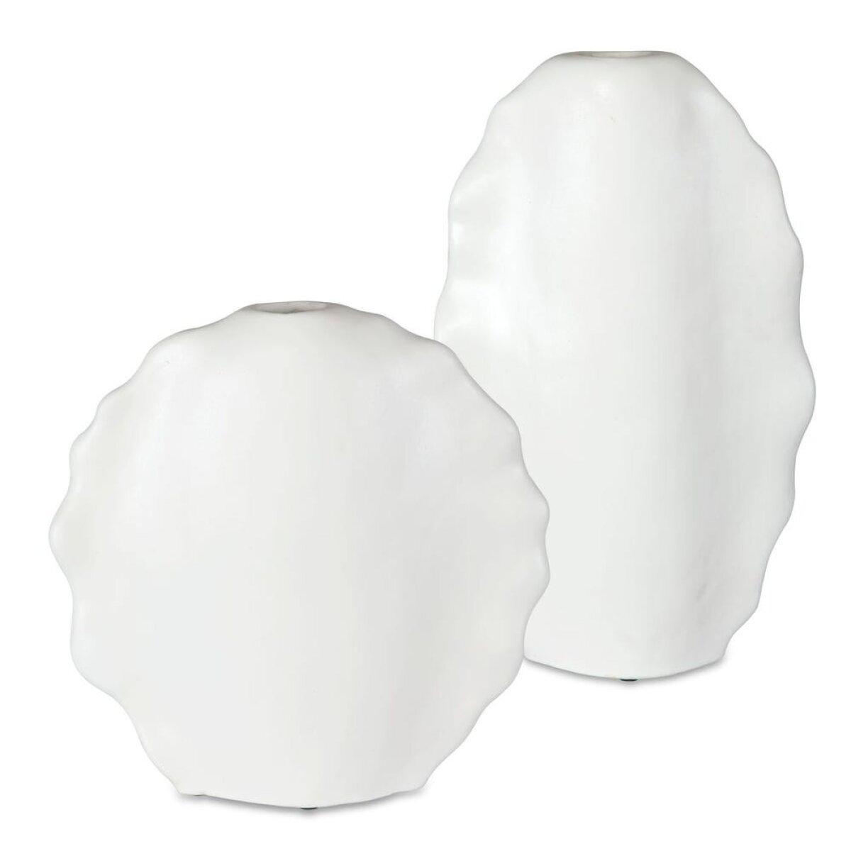 34204204867516c40314c5551075b131 Ruffled Feathers Indoor-outdoor Vases, White, S/2 - Image 1