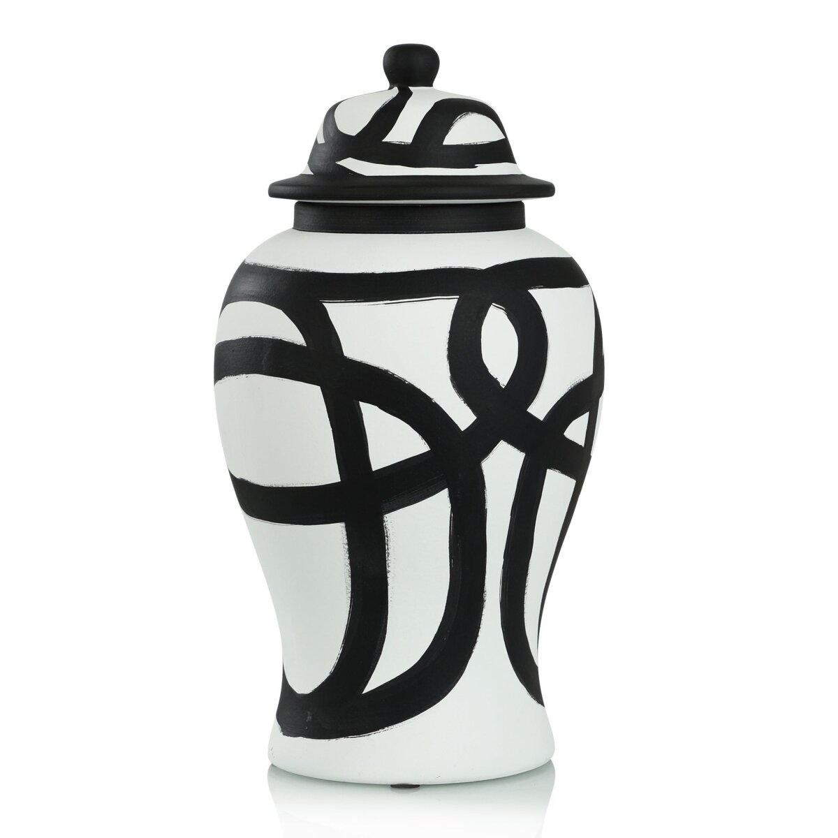 344f8c964de2d7aab9cbf67c88709446 Ginger Jar- Small | Black And White Finish On Ceramic - Image 1