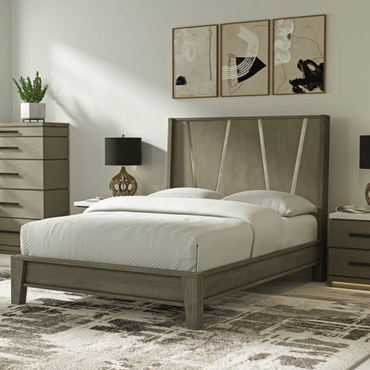 34ae2cd77c17932fa338a1ec08587907 Pure Modern Bedroom Queen 5/0 Panel Bed - Image 1