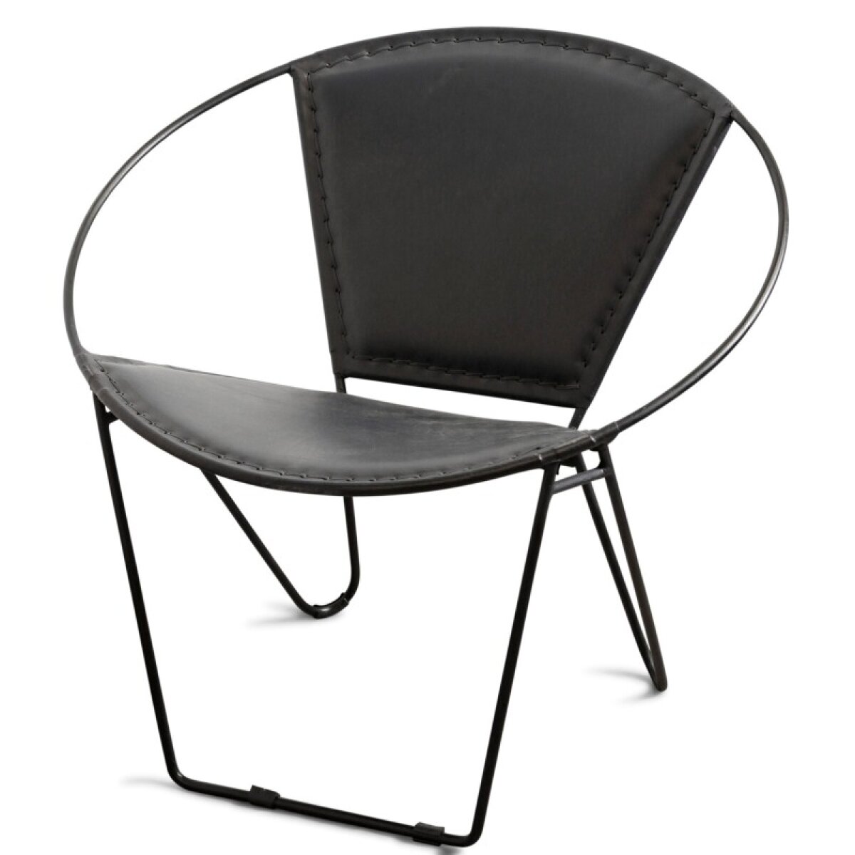 34b60aa2f19fd08f62d35b2bed096936 Black Leather Metal Hoop Chair - Image 1