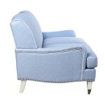 Dann Foley Lifestyle Baby Blue Upholstered Sofa On Casters - Image 8