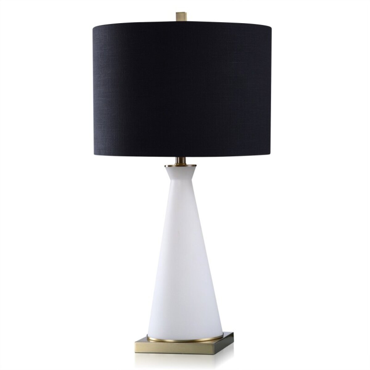 3609003fcac0ec2500df0902ce2d2047 Dann Foley Lifestyle White Antique Brass Glass Lamp With Black Shade 150 Watts & 7w Led - Image 1
