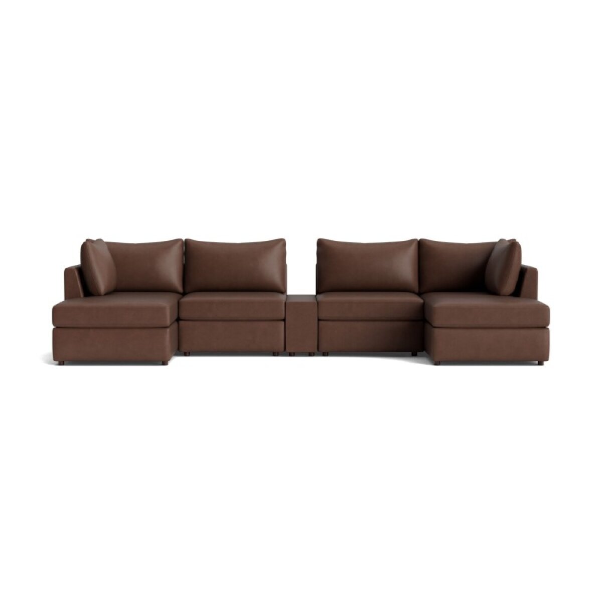 3664fd3e91288103de15f7e1d020332a Beckham Leather Modular Chaise Sectional Sofa - Image 1