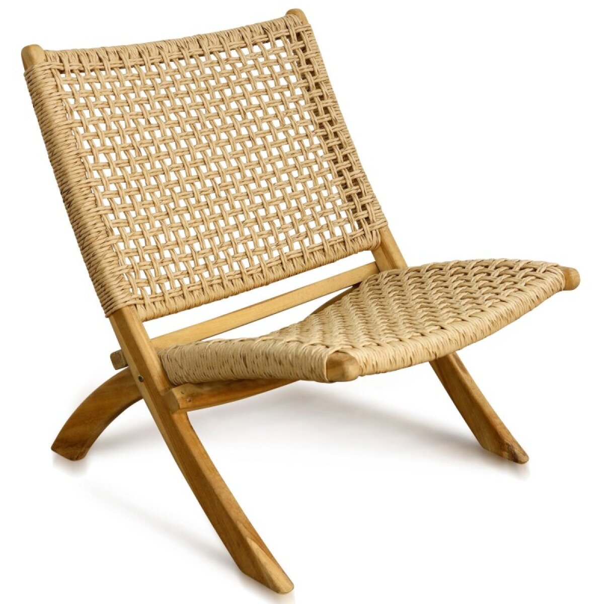 36ff6f37eeb94e90d3bca67b90236137 Natural Woven Melbourne Indoor Outdoor Folding Lounge Chair Solid Teak Wood Frame With A Synthet - Image 1