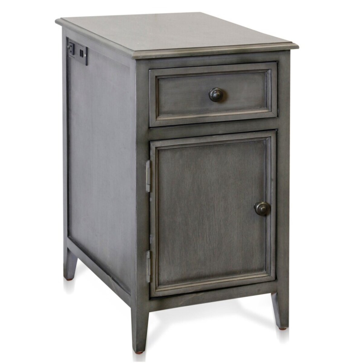 372d4223735dc8186834e70117d0712c Vintage Gray Side Table With Drawer And Cabinet - Image 1