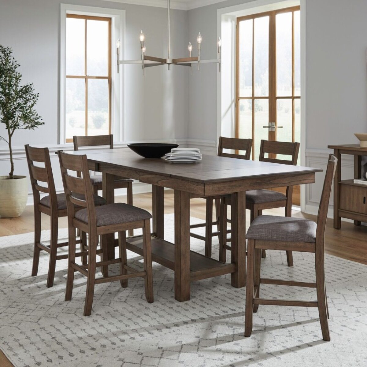 373d2c2cff7ffbed9c3eeae99fffe115 Brook Bay Opt 7 Piece Gathering Trestle Table - Image 1