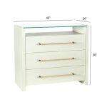 Dann Foley Lifestyle Ivory & Gold Glass Top Three Drawer Cabinet - Image 6
