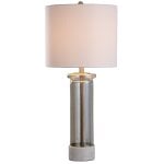 Royalgate Marble & Plated Glass Elegant Plated Glass Cylinder Body & Stone Marble Base Table Lamp - Image 4