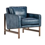 Chazzie Leather Club Chair - Ocean Blue