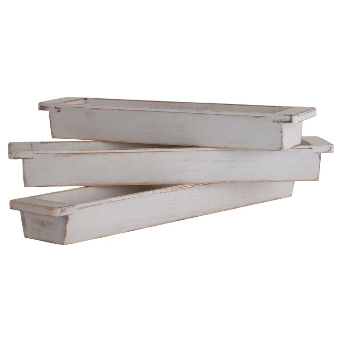 3a62725738efde61b42e354fdc1e361a White Wash Wood Set Of 3 Wooden Trays - Image 1