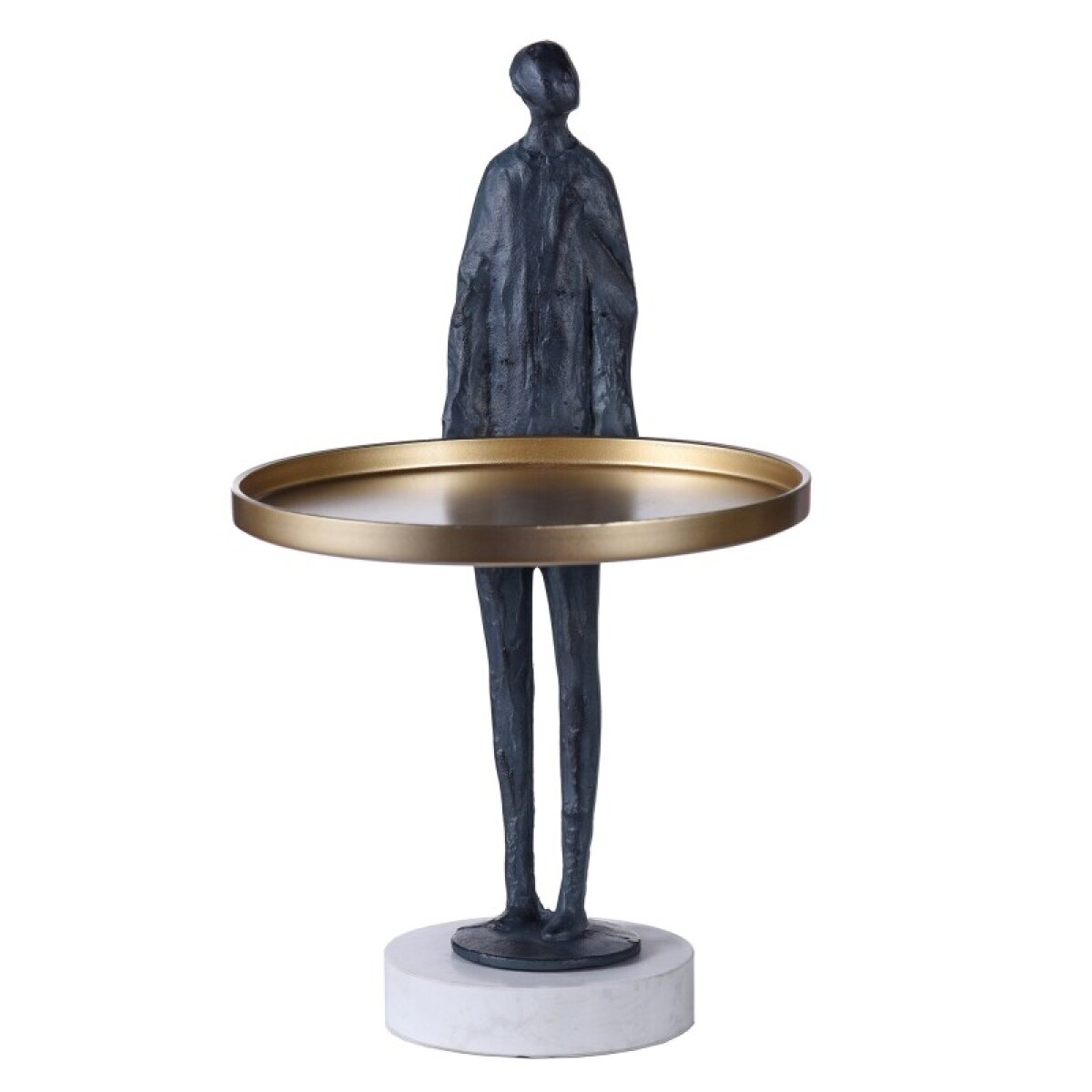 3ab06ebc8f334e5690bda6fc59f525e0 Dann Foley Lifestyle Tray Man Sculpture Blue Finish On Cast Zinc And Brass Tray Accent - Image 1