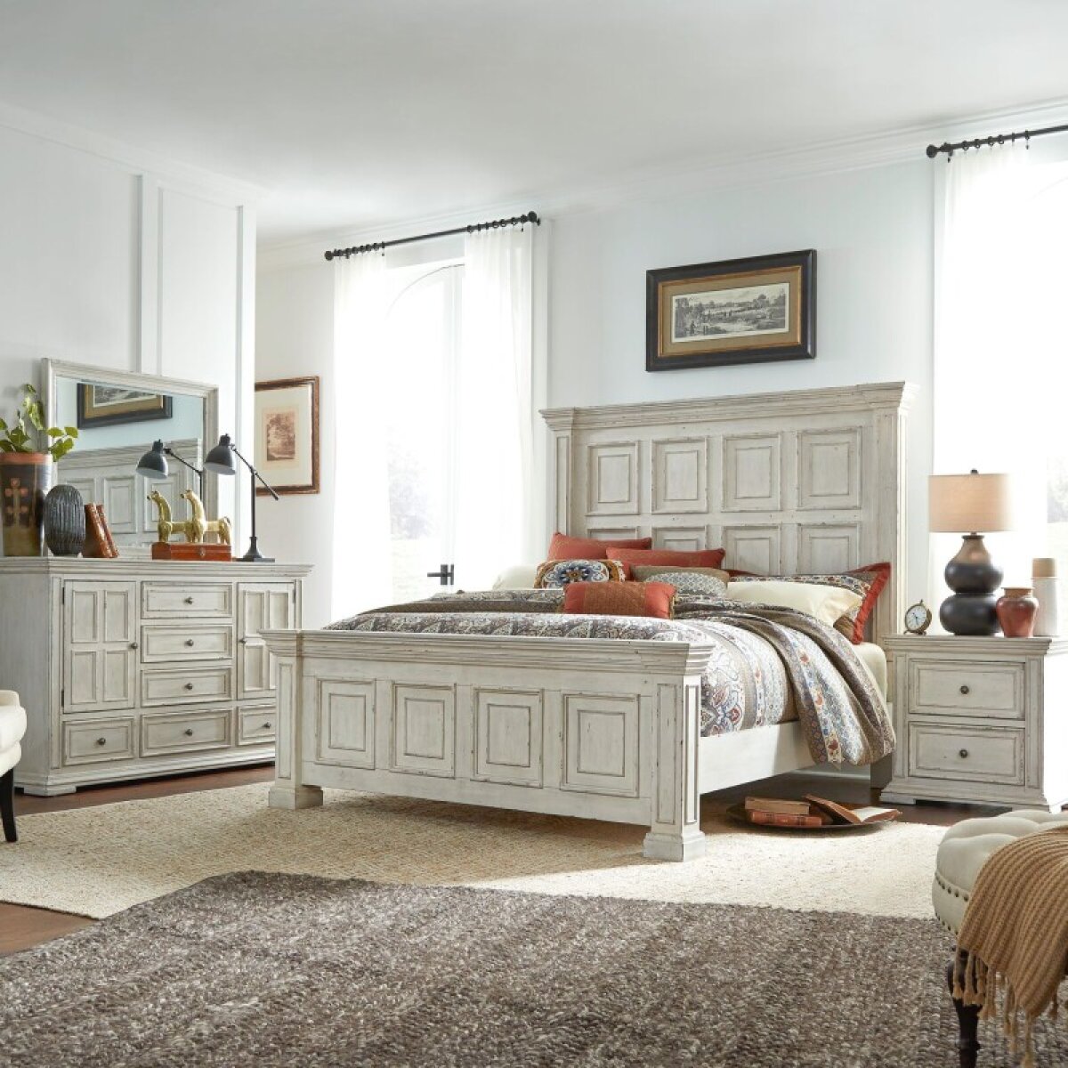 3ab2e5c02c0b28166283096adcac6093 Big Valley King Panel Bed, Dresser & Mirror, Night Stand - Image 1