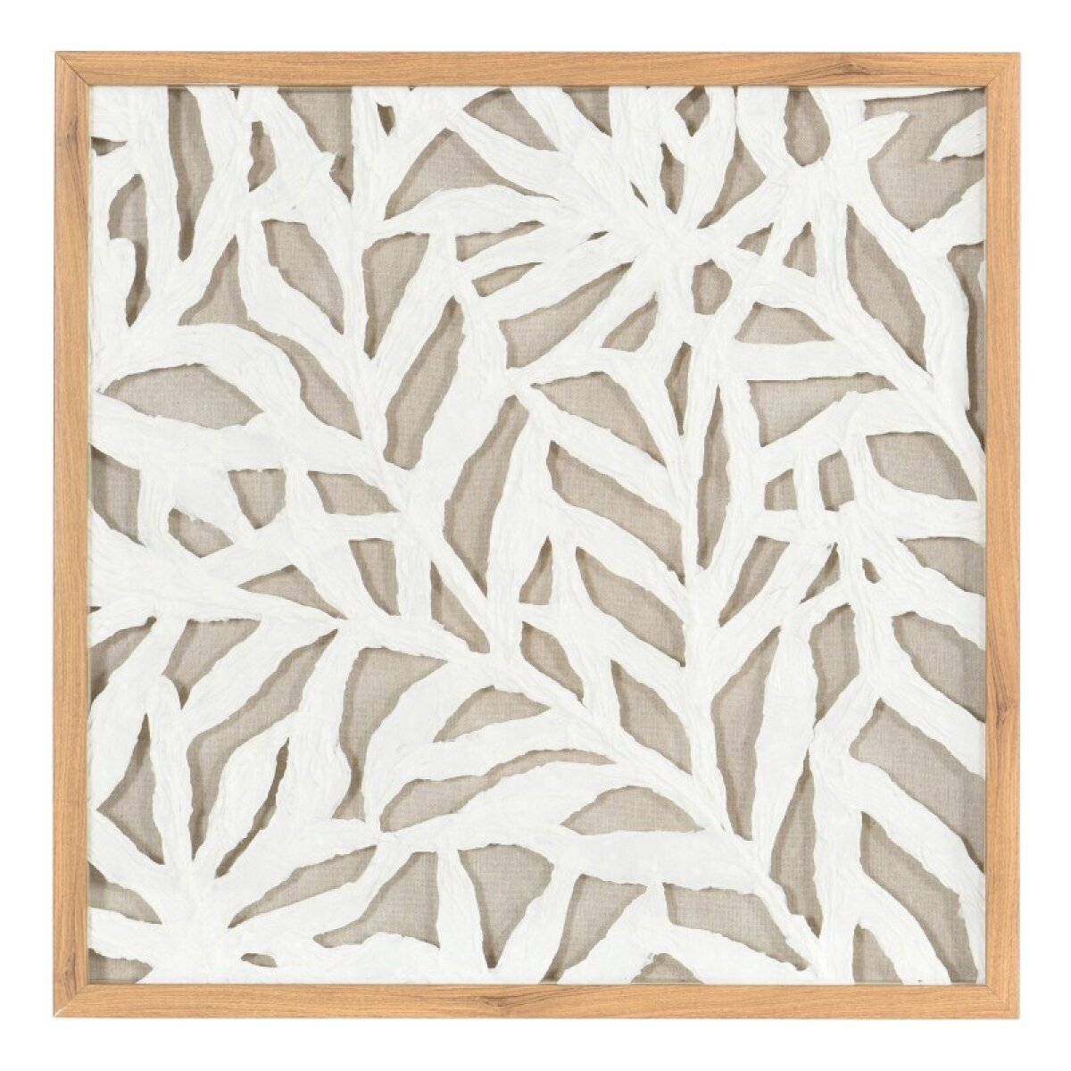 3ab36319932629c52c28a7235979c585 Palm Leaf Shadow Box I Textured Rice Paper Wall Art In Natural Brown Frame - Image 1
