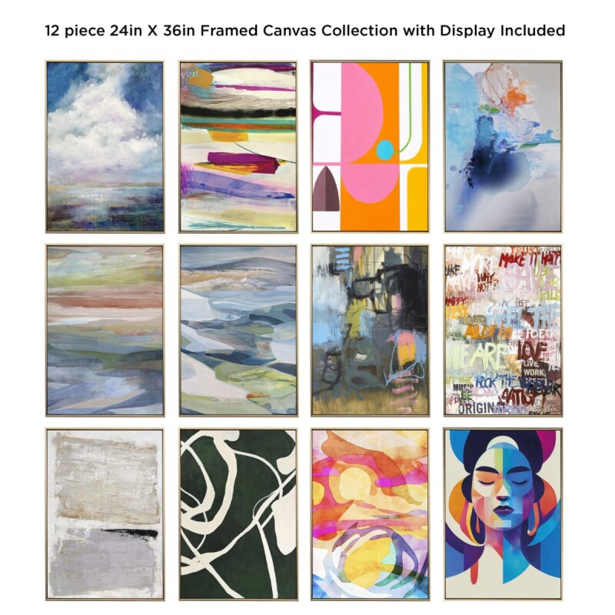 3b5147fe618f7298d3547dfe947f1397 Set Of 12 Assorted Framed Canvases With Display Carton Included - Image 1
