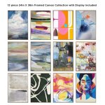 Set Of 12 Assorted Framed Canvases With Display Carton Included