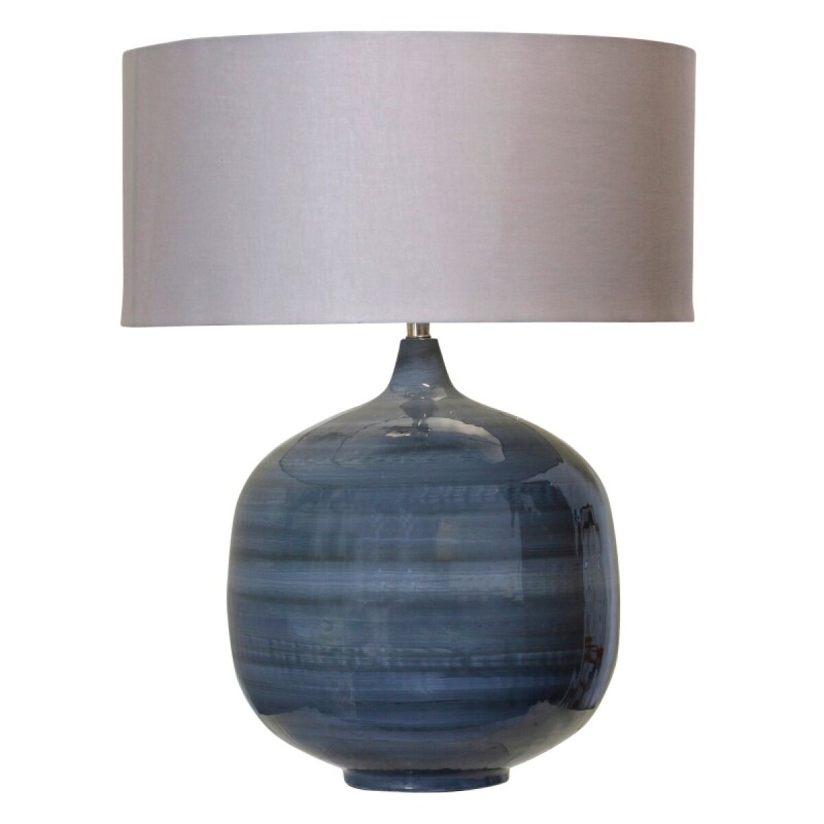 3c46d447fab53e22a585d1769d6b7ac8 Ancient Lake Enamel Iron Lamp With Grey Fabric Shade - Image 1