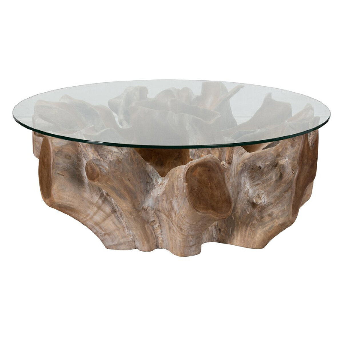 3c66dcfc8d8061073d520f518697693c Hailey Teak Root/glass Round Coffee Table - Natural White Wash - Image 1
