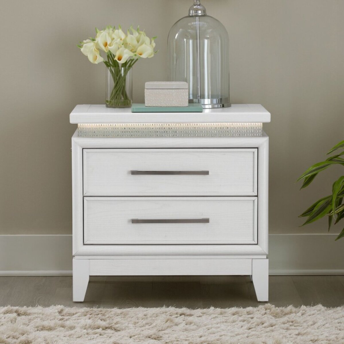 3ca204d1115f5bbda4ea8588b90a0a3a Reflections Nightstand w/ Lights and Charging Station - Image 1