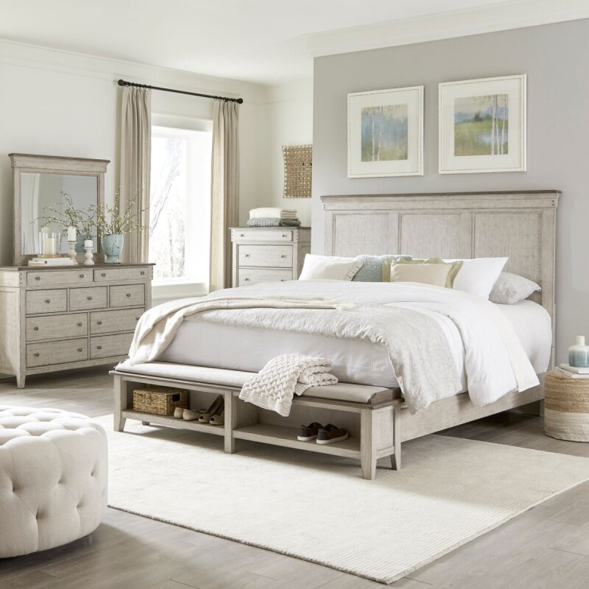 3ce0e2c8b25294638b3798f6f7a96206 Ivy Hollow King Storage Bed, Dresser & Mirror, Chest - Image 1