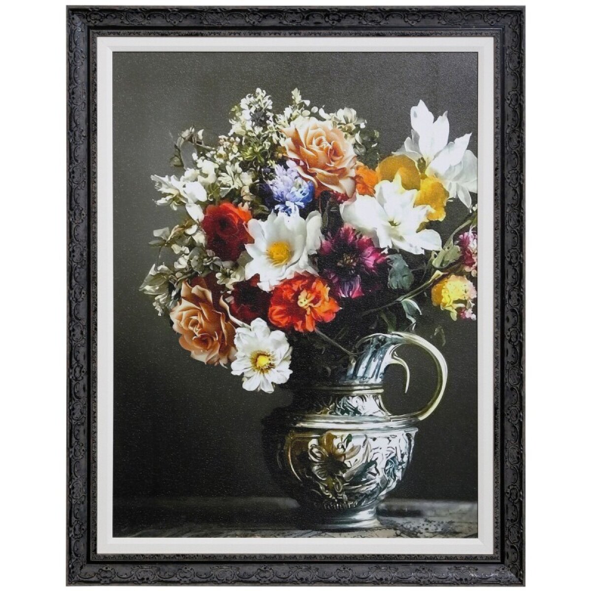 3cf1a905c4787c25a4271e3f0ea007e3 Flowers In Vase Texture Framed Print - Image 1